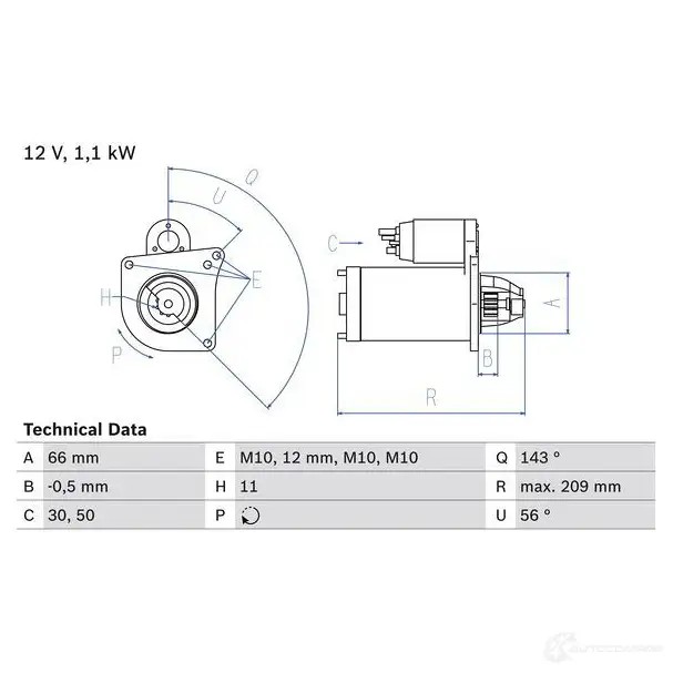Стартер BOSCH UH3Z3OA 0986025390 331880 25 39