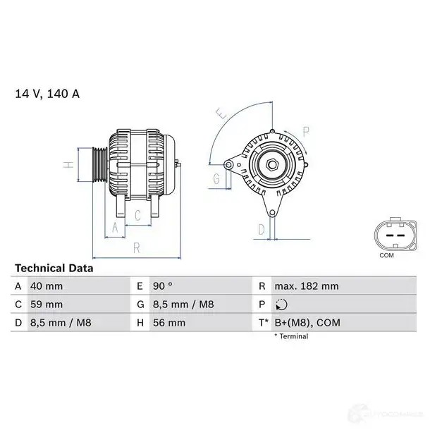 Генератор BOSCH 333349 811 8 7CDDV 0986081180