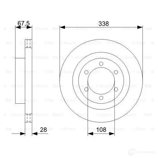 Тормозной диск BOSCH 0986479304 339558 BD 1167 SZHIY1