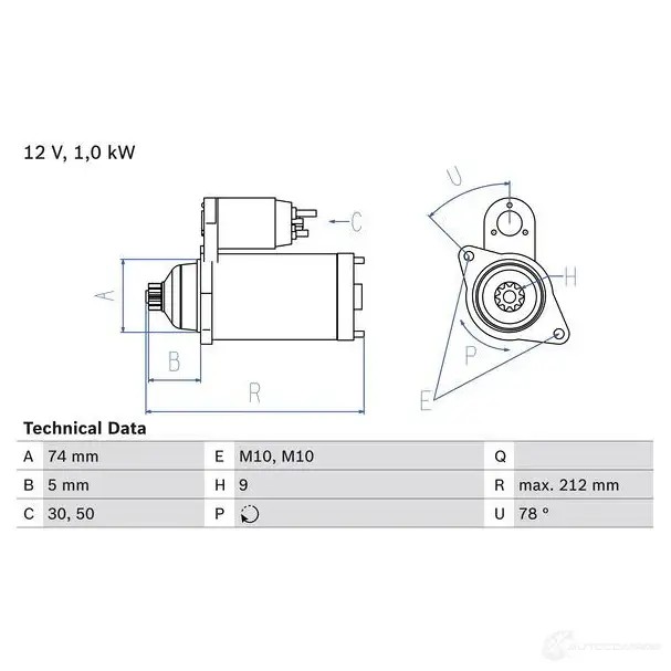 Стартер BOSCH 331435 0986018701 18 70 MBCPU9A