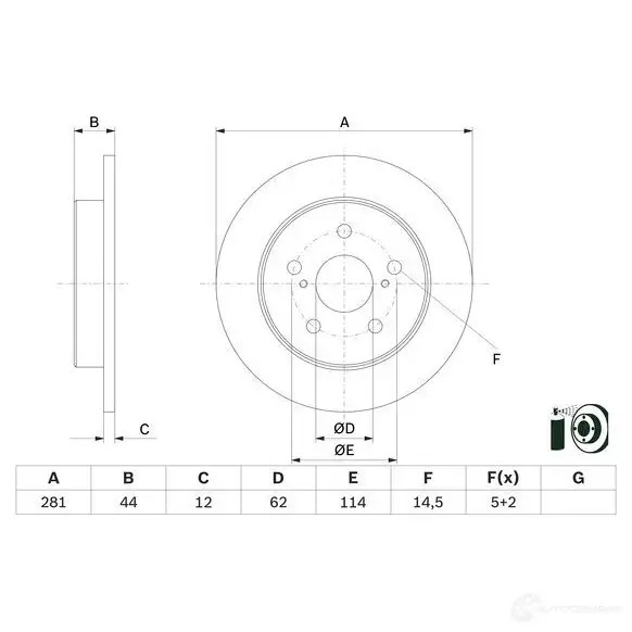 Тормозной диск BOSCH 1437241233 AOX9K 6U 0986479e91