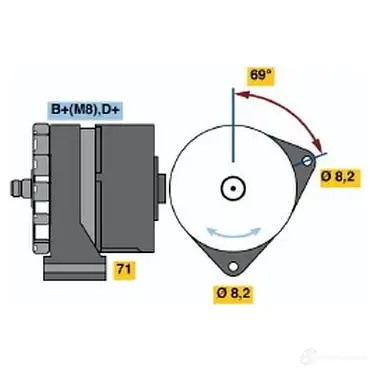 Генератор BOSCH GR8B6UT 304815 0120469992 N1 (-) 14V 31/80A