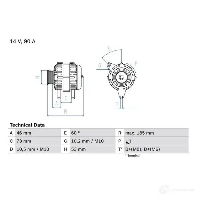 Генератор BOSCH 0986040380 4 038 332554 VT7Y0V