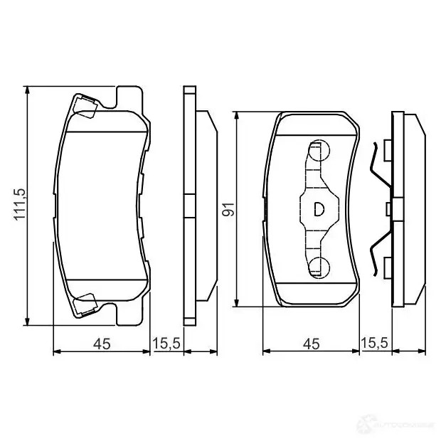 Тормозные колодки, комплект BOSCH BP1502 0986495172 23582 342728
