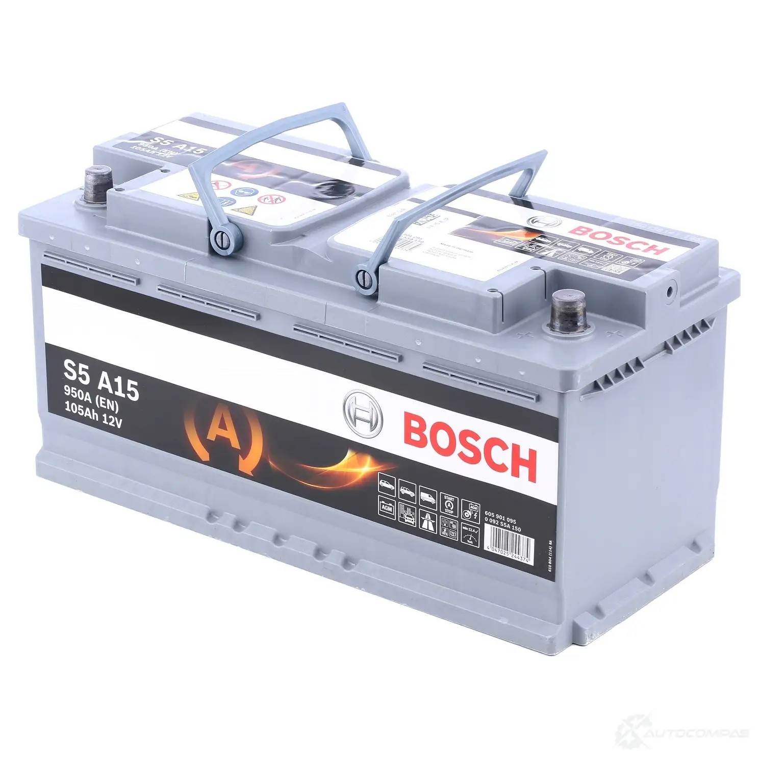 Аккумулятор 105 ач обратная 950 а 12 в agm s5 a05 393x175x190 BOSCH 12V 950A 105AH 304363 0092S5A150 S5 A15