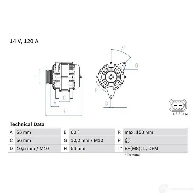 Генератор BOSCH 81 38 0986081380 333369 P61X62