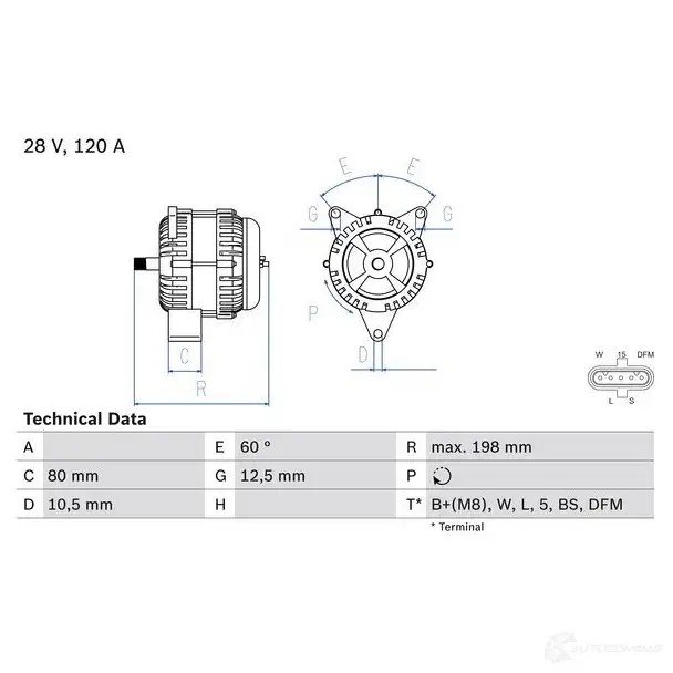 Генератор BOSCH YZ0NF 49 82 333219 0986049820