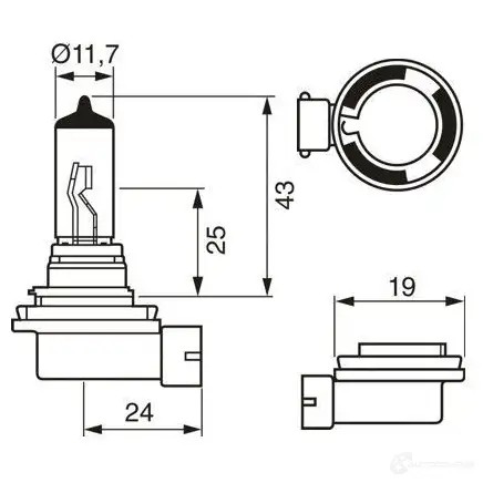 Лампа галогеновая H11 GIGALIGHT+120 55 Вт 12 В 3200K BOSCH 1987301133 AP8 KYLS 1437241341