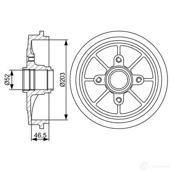 Тормозной барабан BOSCH D B200 EI7AJ 338528 0986477126