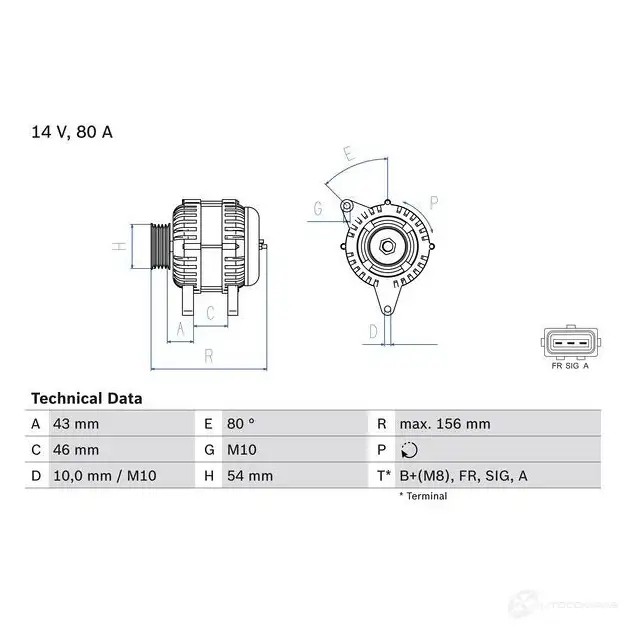 Генератор BOSCH 49 15 0986049151 333164 FJ0GCR