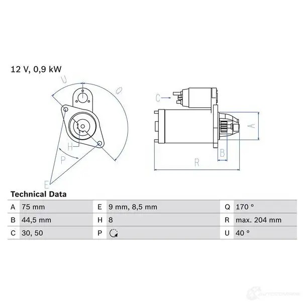 Стартер BOSCH ERUZ88E 235 2 331746 0986023520