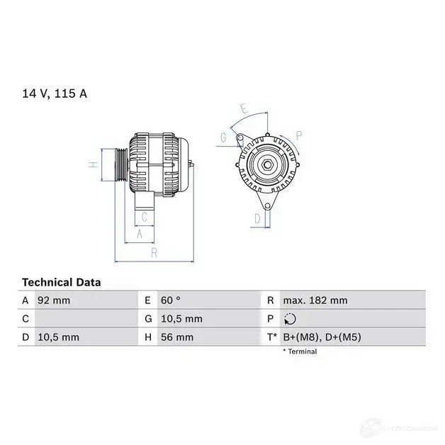 Генератор BOSCH 411 2 RKHJXKR 0986041120 332608
