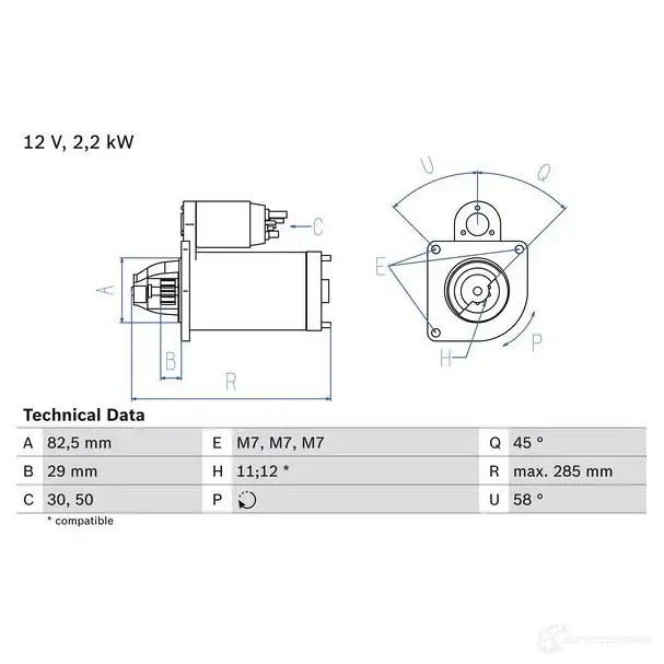 Стартер BOSCH 0986010600 330883 1 060 16LSE6