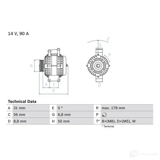 Генератор BOSCH 332646 0986041530 4 153 NAC8E