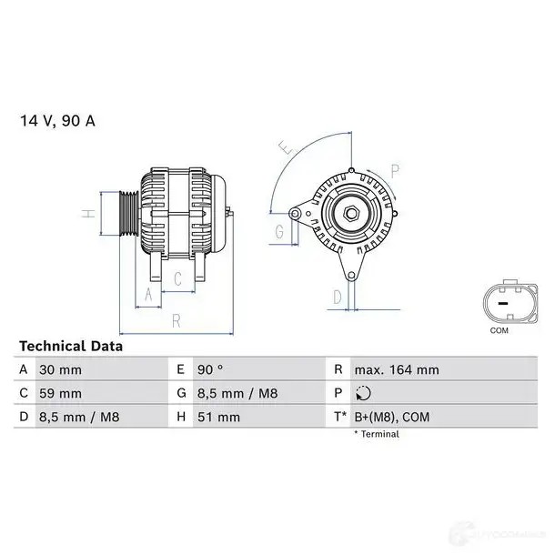 Генератор BOSCH 0986084750 1438227807 UHP0 OWC