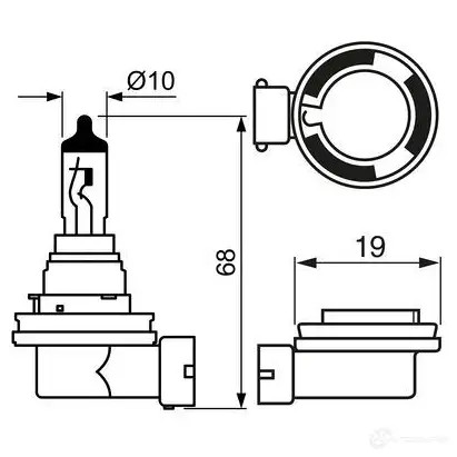 Лампа галогеновая H16 PURE LIGHT 19 Вт 12 В 3200K BOSCH 1EF6R J4 1437241342 1987302089