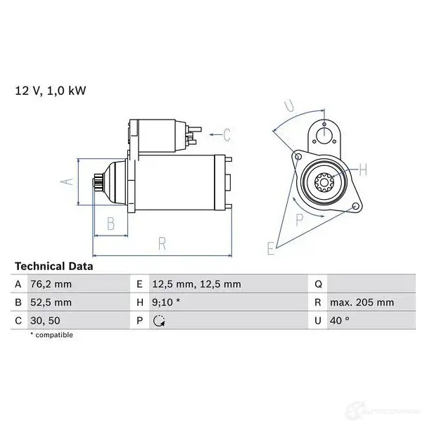 Стартер BOSCH AQMTDVL 331534 0986020290 202 9