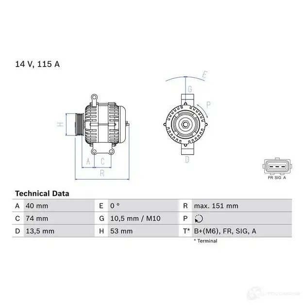 Генератор BOSCH 333187 RXVRH 494 6 0986049460