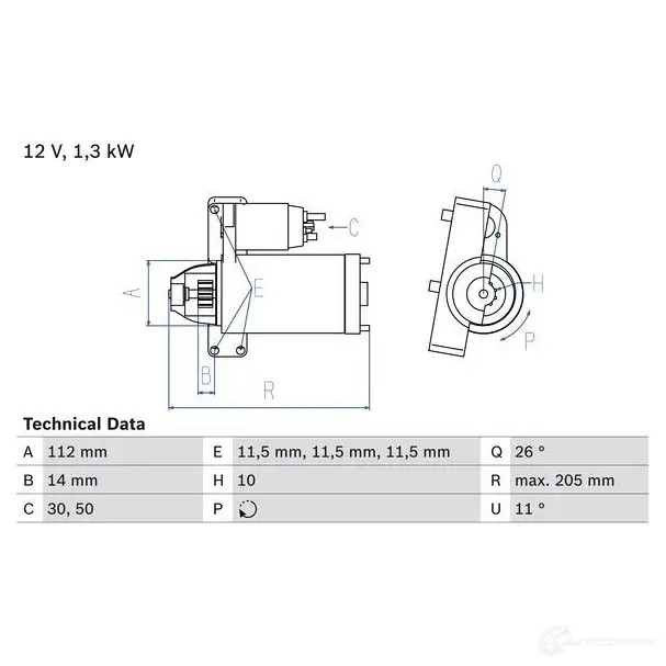 Стартер BOSCH 2 348 PLUQOO2 0986023480 331742