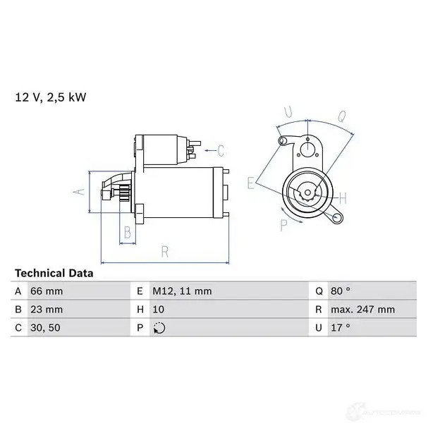 Стартер BOSCH 0986025160 25 16 3YQEN9 331860