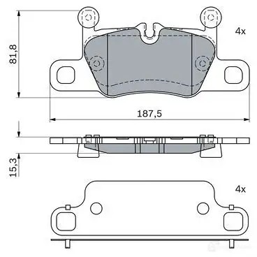 Тормозные колодки, комплект BOSCH 0986424972 IDOV IO 1437921516