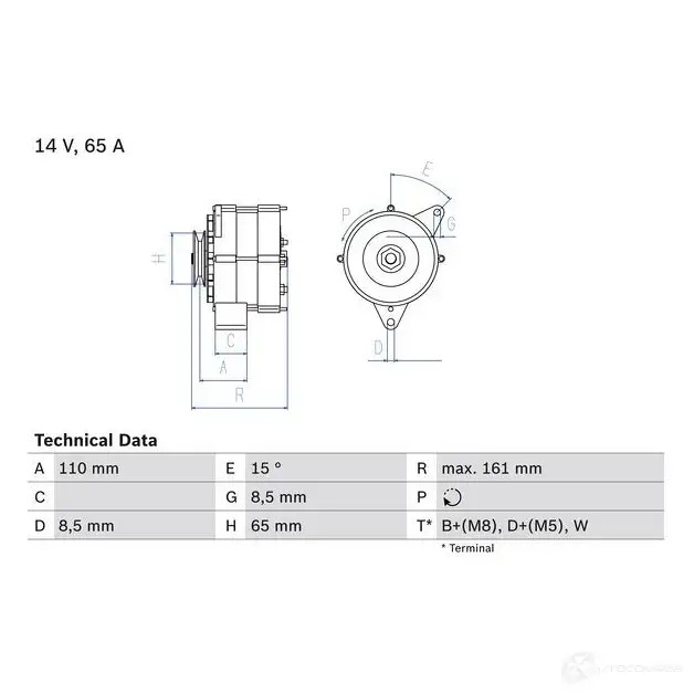 Генератор BOSCH R5LAWLU 345 6 0986034560 332169