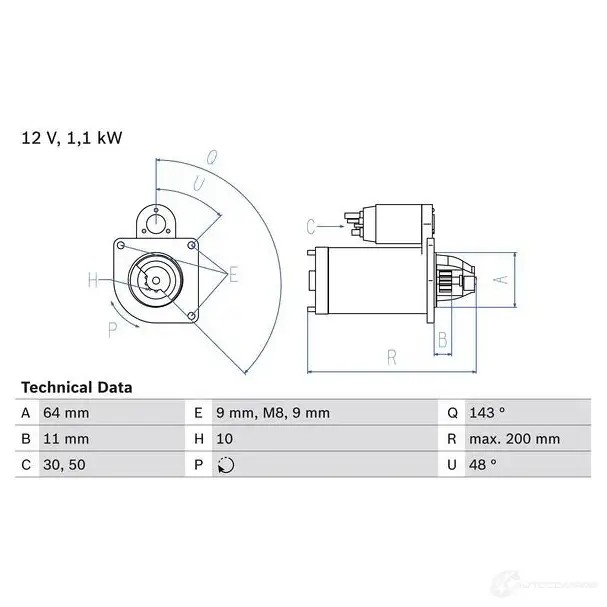 Стартер BOSCH 331794 D0WX3 0986024020 24 02
