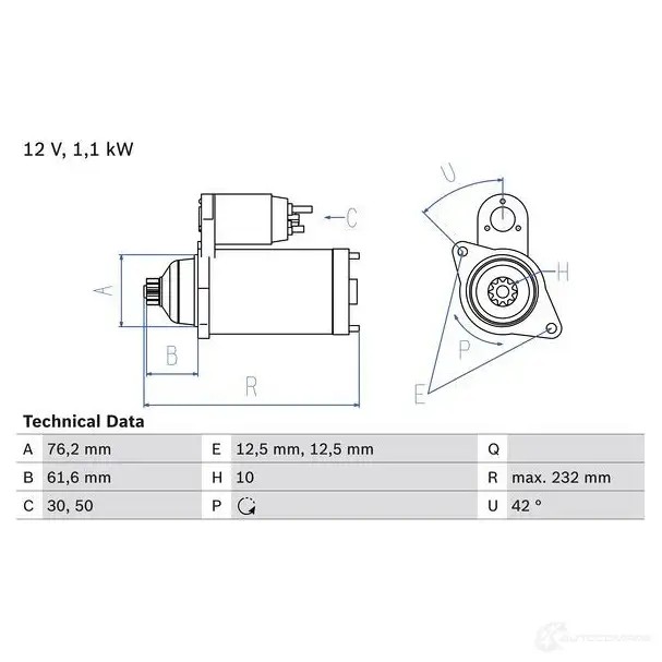 Стартер BOSCH 189 2 IA5RC0 331455 0986018920