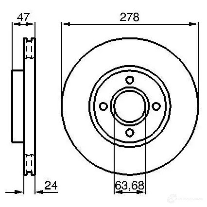 Тормозной диск BOSCH BD358 338909 E1 90 R - 02C0289/0072 0986478427