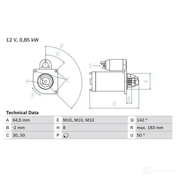 Стартер BOSCH V0TRG 22 81 331696 0986022810