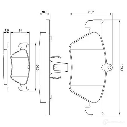 Тормозные колодки, комплект BOSCH 21 411 337783 7522D644 0986461129