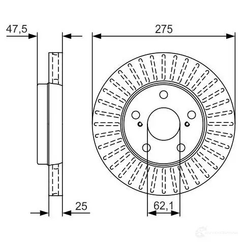 Тормозной диск BOSCH BD235 0 1040682102 ES04G1J 0986479u79