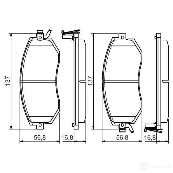 Тормозные колодки, комплект BOSCH 0986495125 23867 BP1523 342690