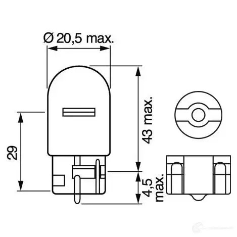 Лампа накаливания W21W W3X16D 21 Вт 12 В BOSCH 654AJ 7 1437245412 1987301096