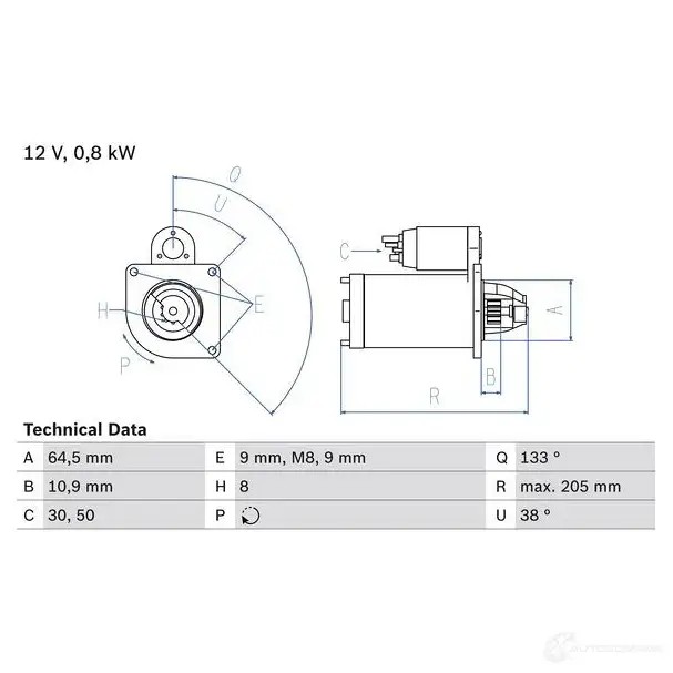 Стартер BOSCH 0986024210 331815 D4T5S 2 421