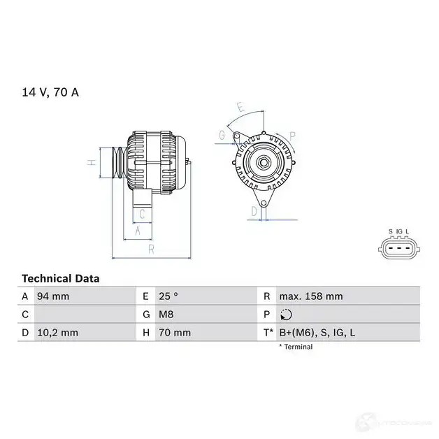 Генератор BOSCH AAXUR 0986045891 4 589 332957