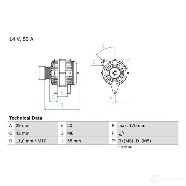 Генератор BOSCH 8 100 L2Q2CK 333333 0986081000
