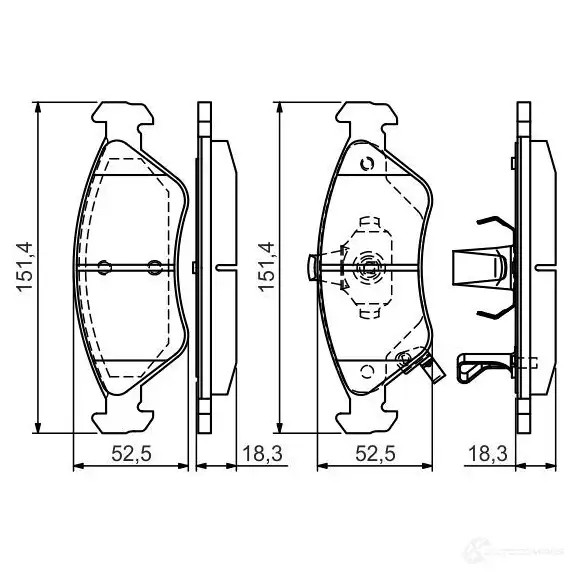 Тормозные колодки, комплект BOSCH BP1489 0986495067 342636 23450