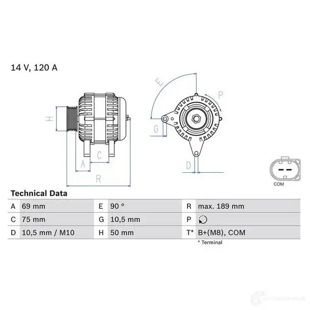 Генератор BOSCH 332983 461 7 JZ9NM 0986046170