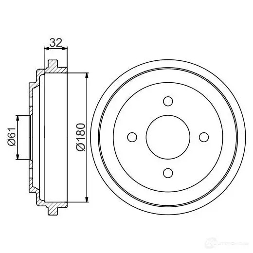 Тормозной барабан BOSCH 0986477164 61JH4MO 338560 DB23 5