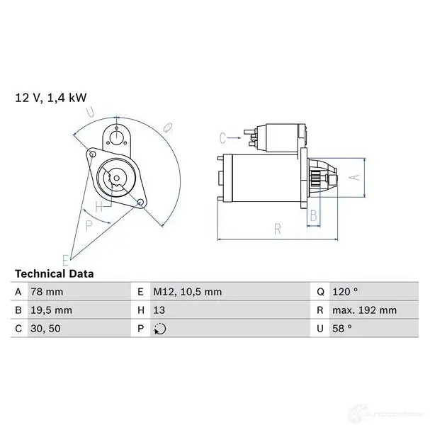 Стартер BOSCH 1 936 GFYHK 0986019361 331489