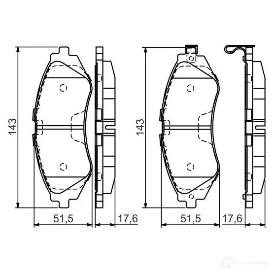 Тормозные колодки, комплект BOSCH 23234 0986495059 BP1486 342630