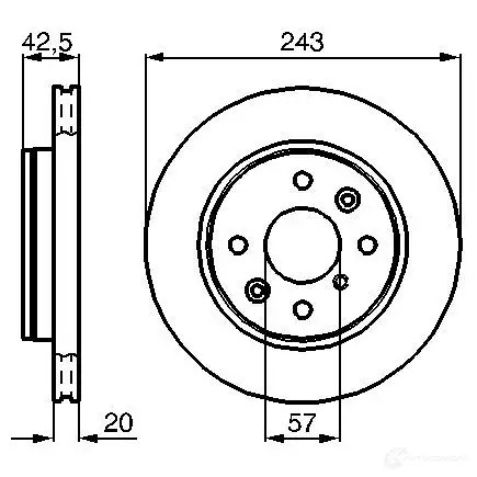 Тормозной диск BOSCH 0986478659 BD57 5 339096 IHKNBZM