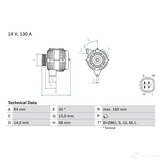 Генератор BOSCH 4 922 333171 0986049221 FJ82E