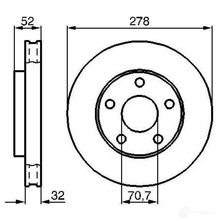Тормозной диск BOSCH R1OA5EV 338961 0986478486 BD 414