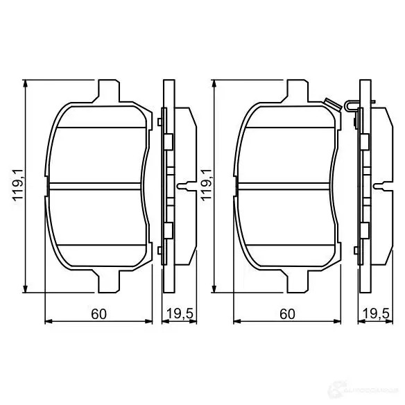 Тормозные колодки, комплект BOSCH 0986494306 2 4793 342293 7932-D1028