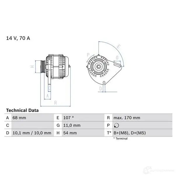 Генератор BOSCH 80 56 L6QGKY 333291 0986080560