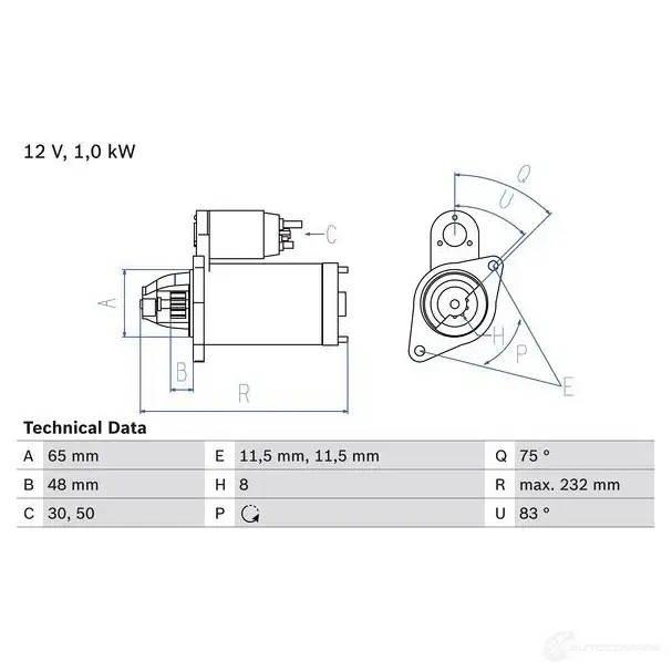 Стартер BOSCH 331741 N7UE5NB 0986023470 234 7