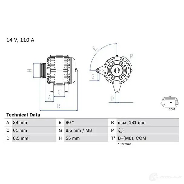 Генератор BOSCH ECWKLOH 808 0 333315 0986080800