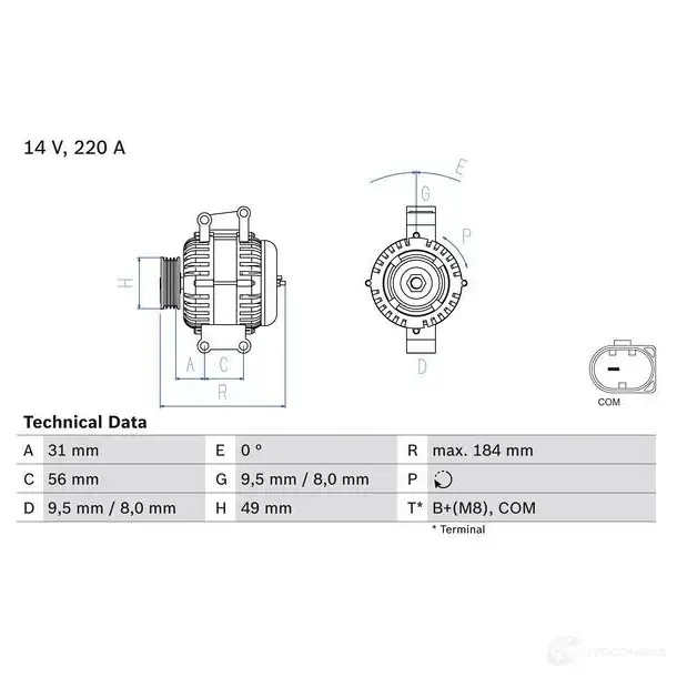 Генератор BOSCH 0986083600 83 60 80POW 333517